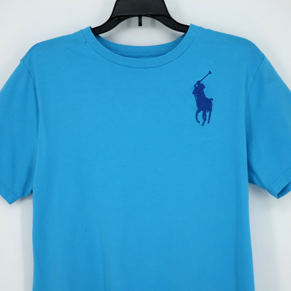 Polo Ralph Lauren T-shirt Boys XL 18 20 Blue Big Pony Cotton Knit 3 Preppy - Picture 6 of 11